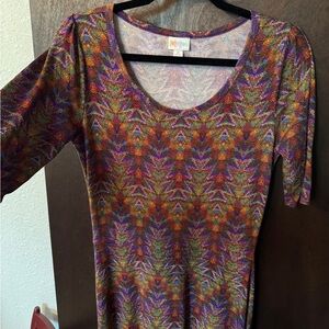 LuLaRoe Purple and Orange Patterned Dress